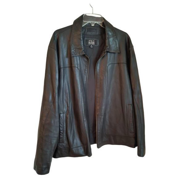 Wilson Leather jacket Men's Size XL Black Collared Full zip Pockets Lined Coat - Picture 14 of 16
